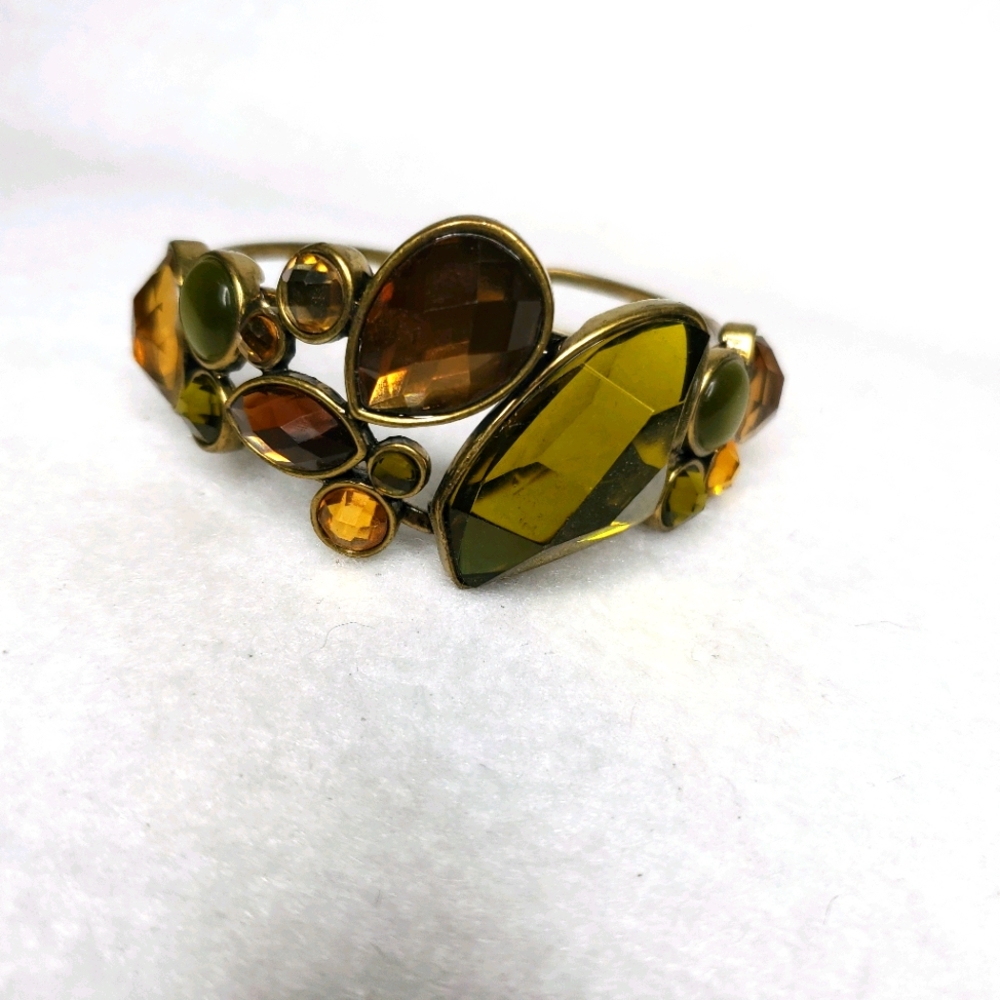 Green Beaded Copper Cuff Bracelet